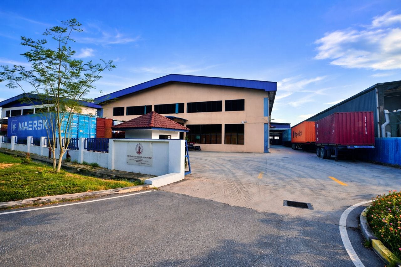 OEM production and export warehouse with shipping containers, Rawang